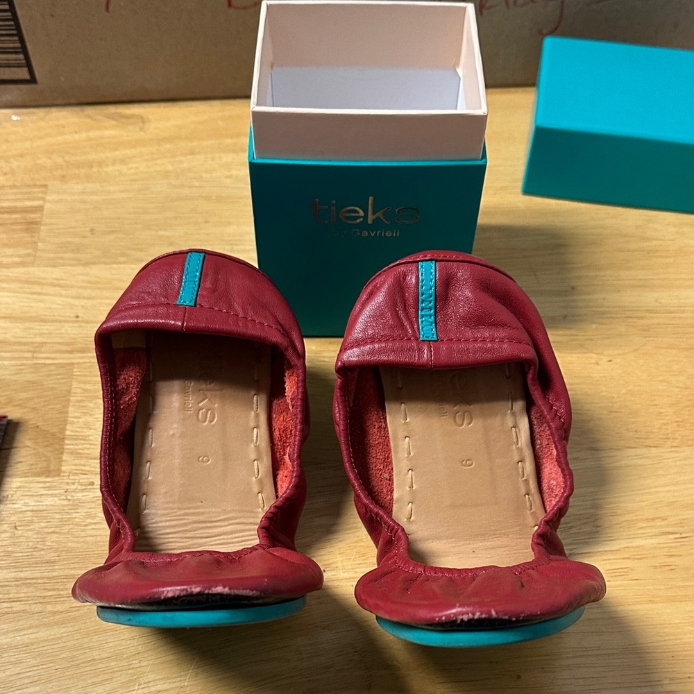 Tieks Ruby Red Leather Flats